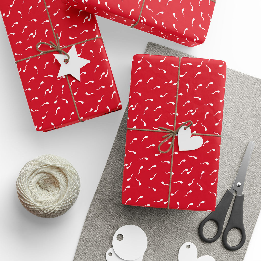 NSFW Late Night Swimmers on Red Wrapping Paper - Holiday Gift Wrapping Paper Roll