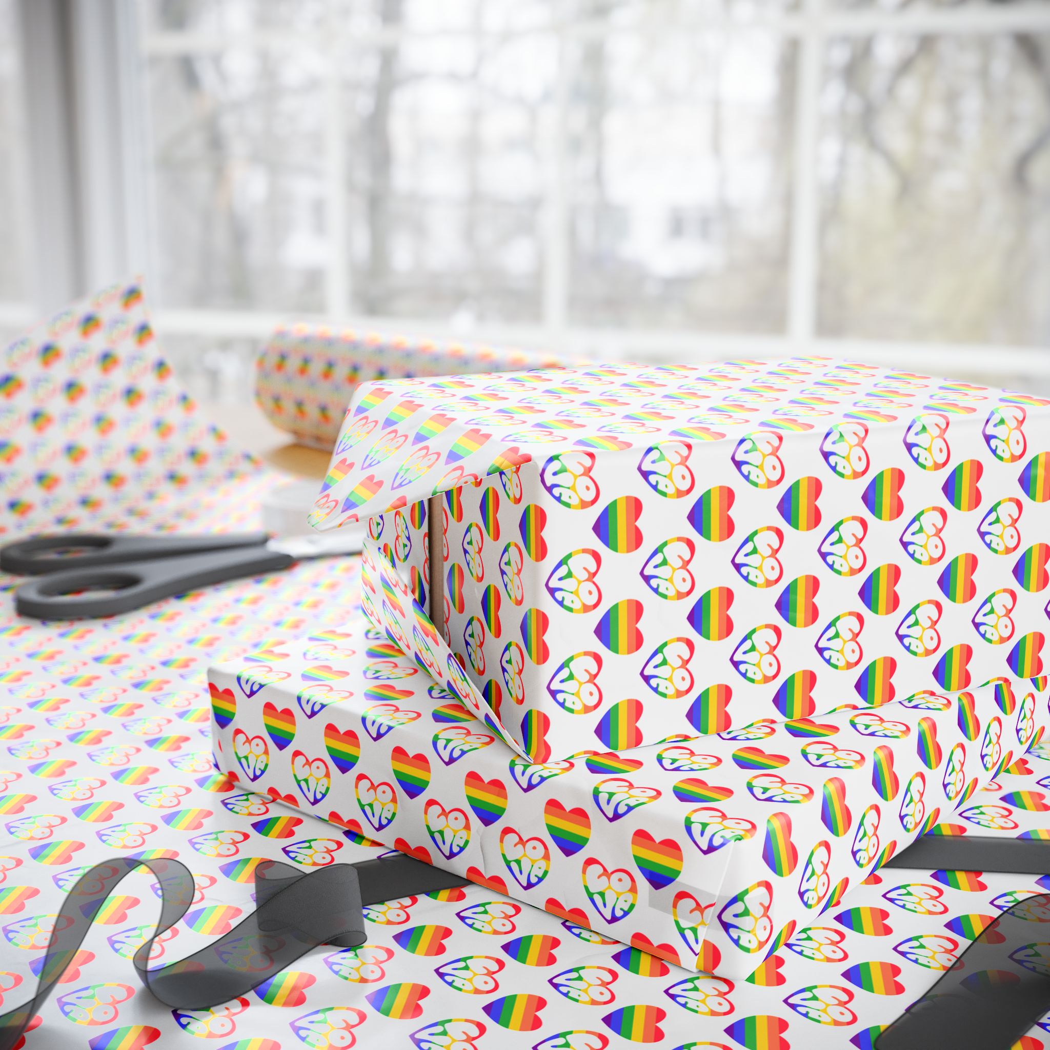 Pride Love Hearts Wrapping Paper Design | Holiday Gift Wrapping Paper Roll