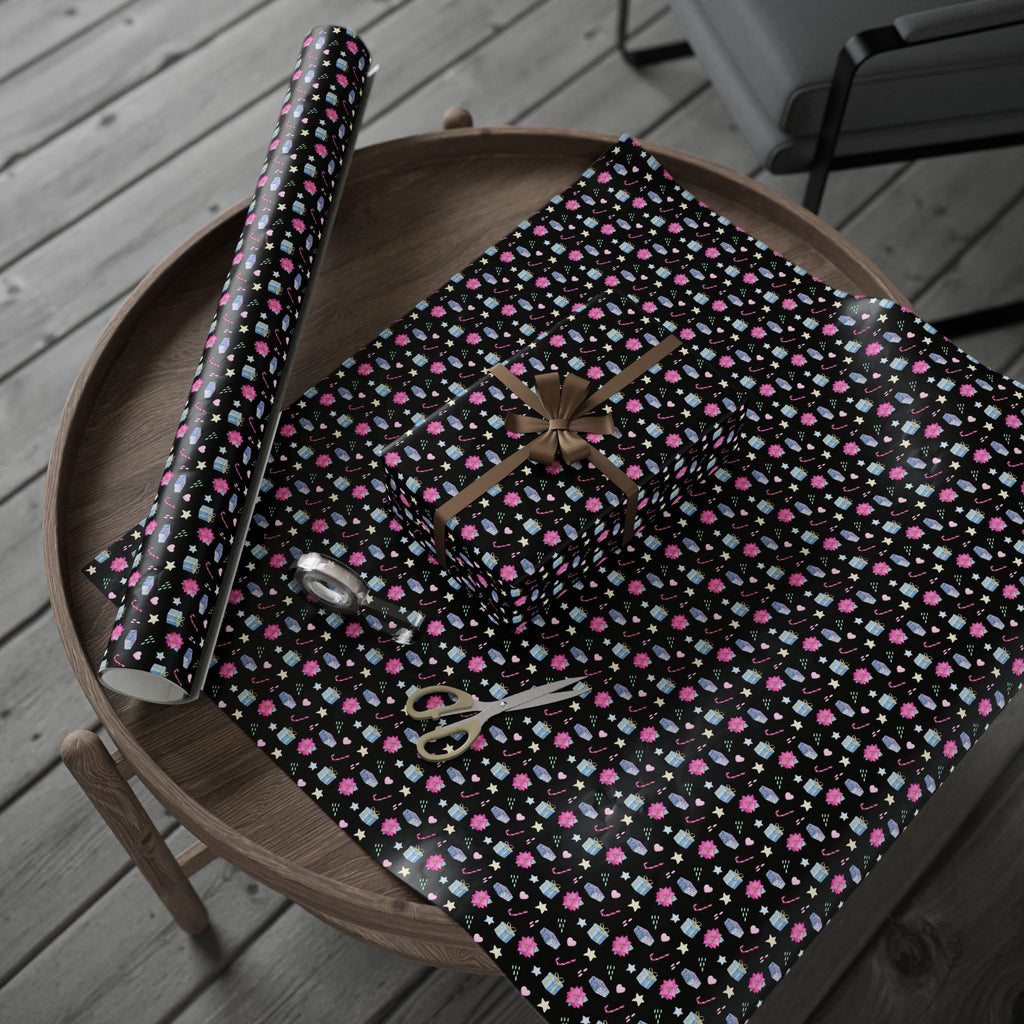 Christmas Poinsettia Presents Wrapping Paper | Holiday Gift Wrapping Paper Roll