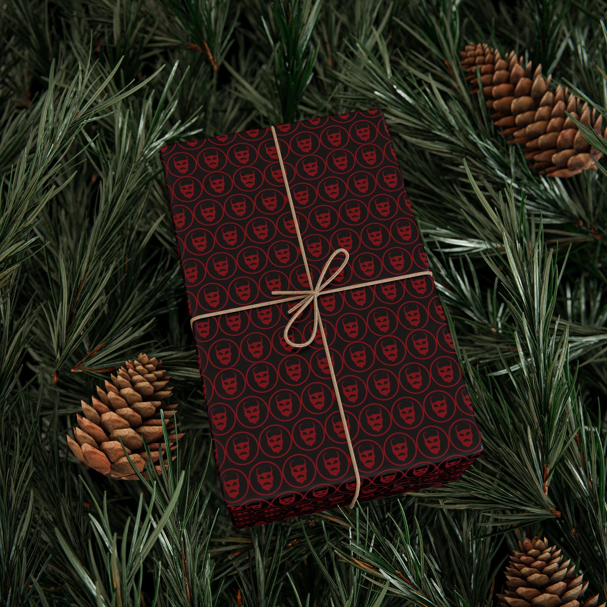Halloween Gothic Demon Heads Wrapping Paper | Holiday Gift Wrapping Paper Roll