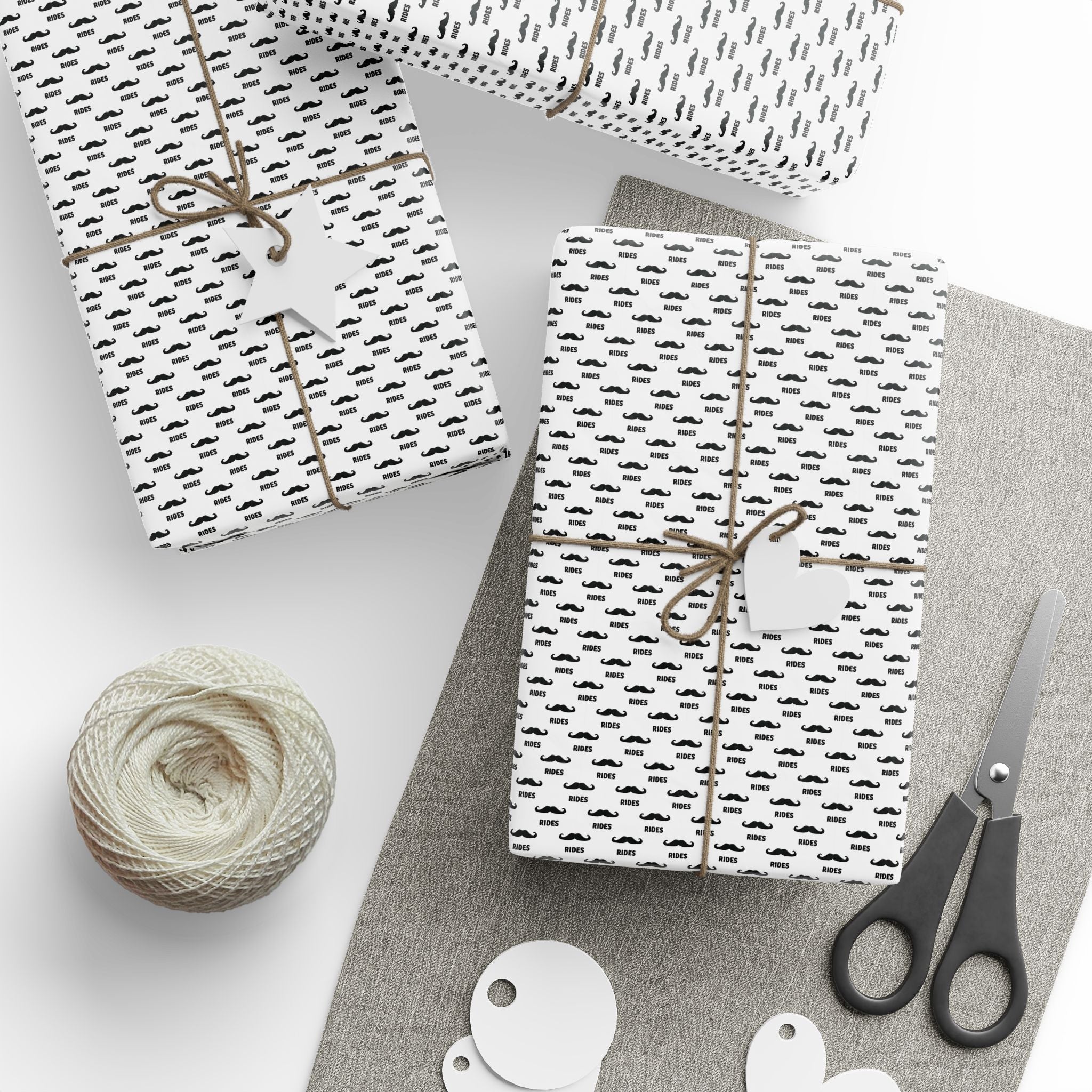 NSFW Free Mustache Rides on White Wrapping Paper - Holiday Gift Wrapping Paper Roll