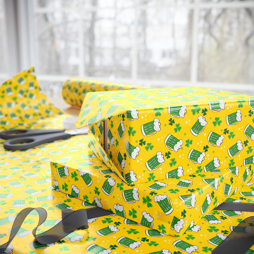 St Patrick's Day Green Beer Wrapping Paper | Holiday Gift Wrapping Paper Roll