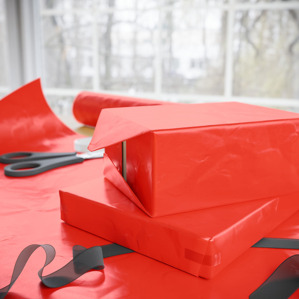 Solid Bright Red Wrapping Paper - Holiday Gift Wrapping Paper Roll