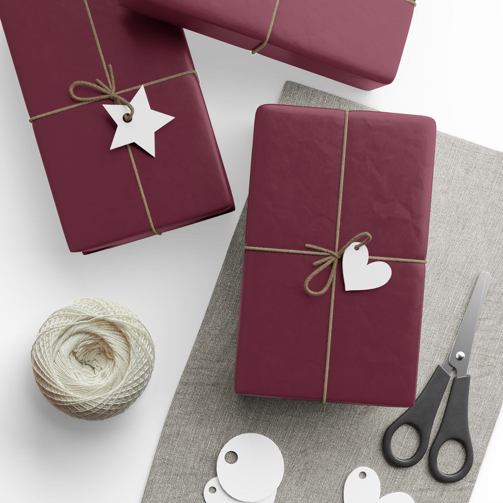 Solid Burgundy Wrapping Paper - Holiday Gift Wrapping Paper Roll
