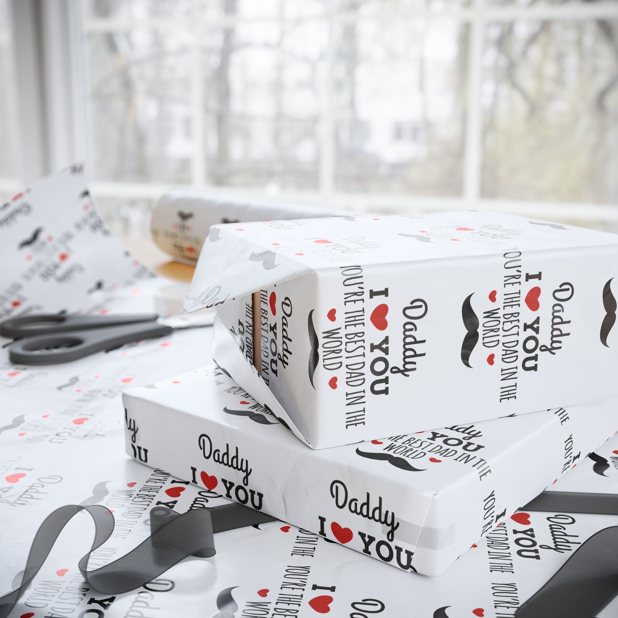 Father's Day Best Dad in the World Wrapping Paper - Holiday Gift Wrapping Paper Roll
