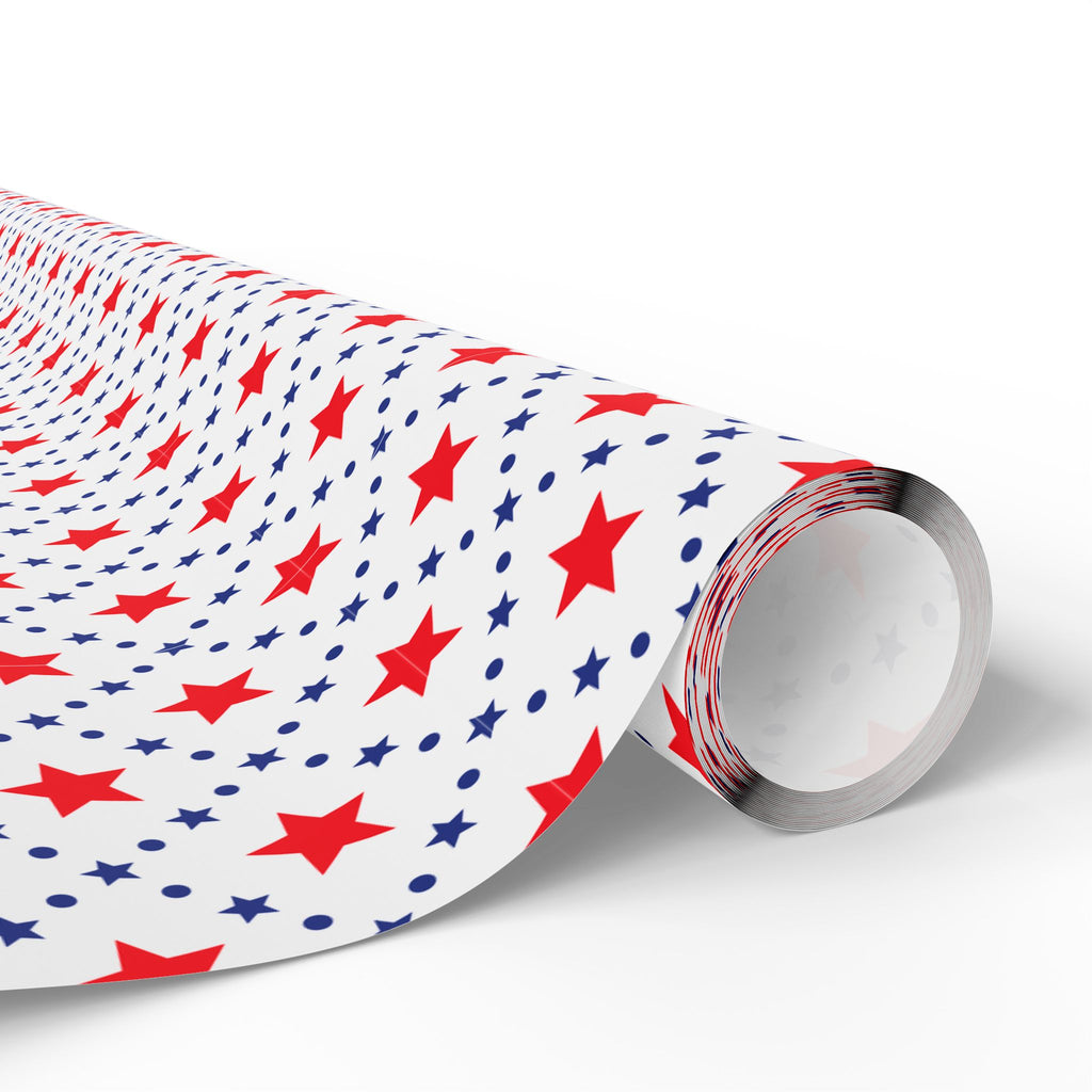 4th of July Checkerboard Stars Wrapping Paper | Holiday Gift Wrapping Paper Roll