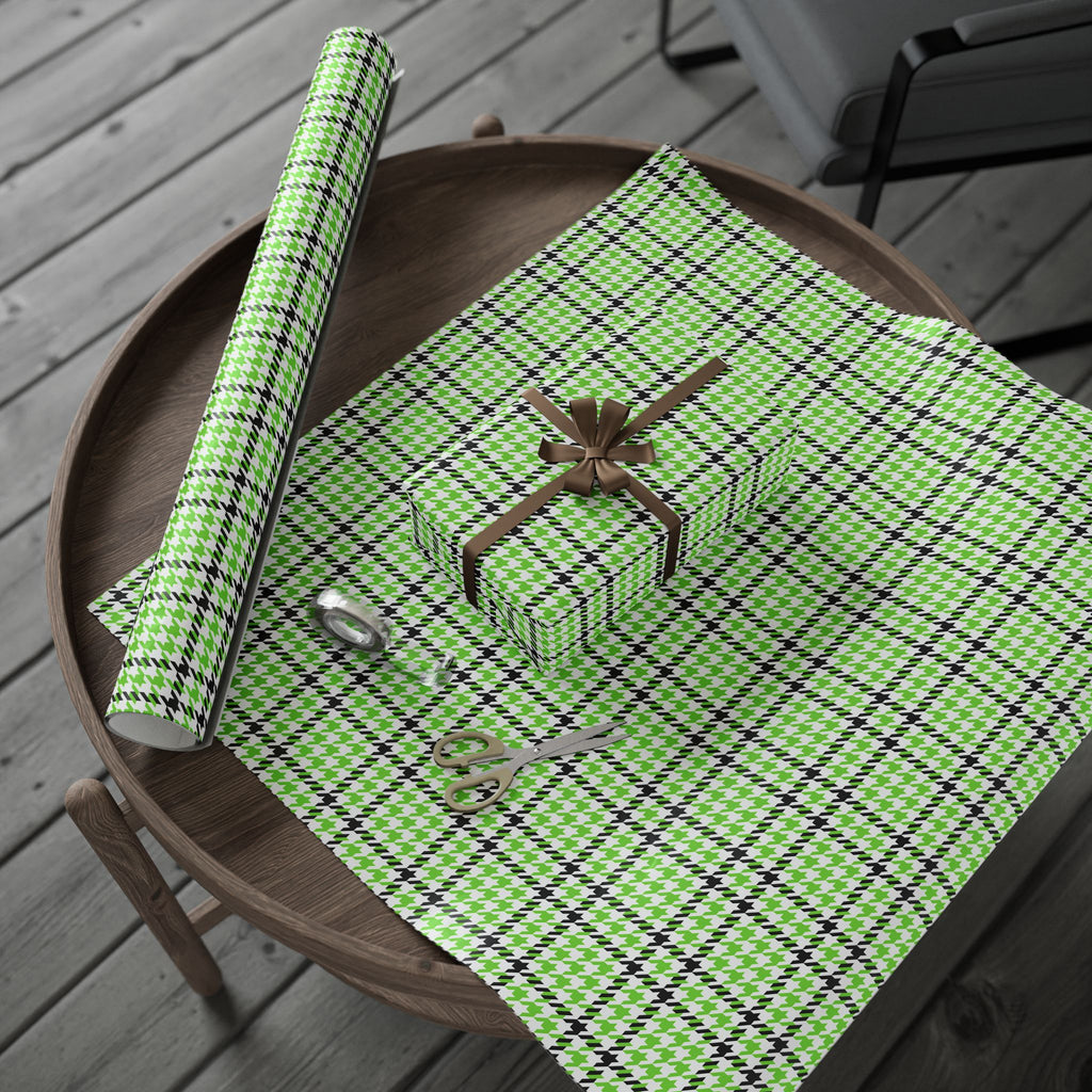 Houndstooth Wrapping Paper Design Lime 015 - Holiday Gift Wrapping Paper Roll