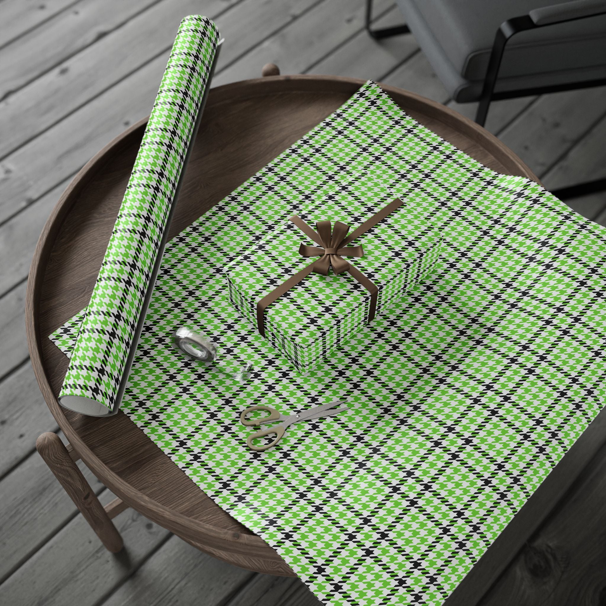 Houndstooth Wrapping Paper Design Lime 015 - Holiday Gift Wrapping Paper Roll