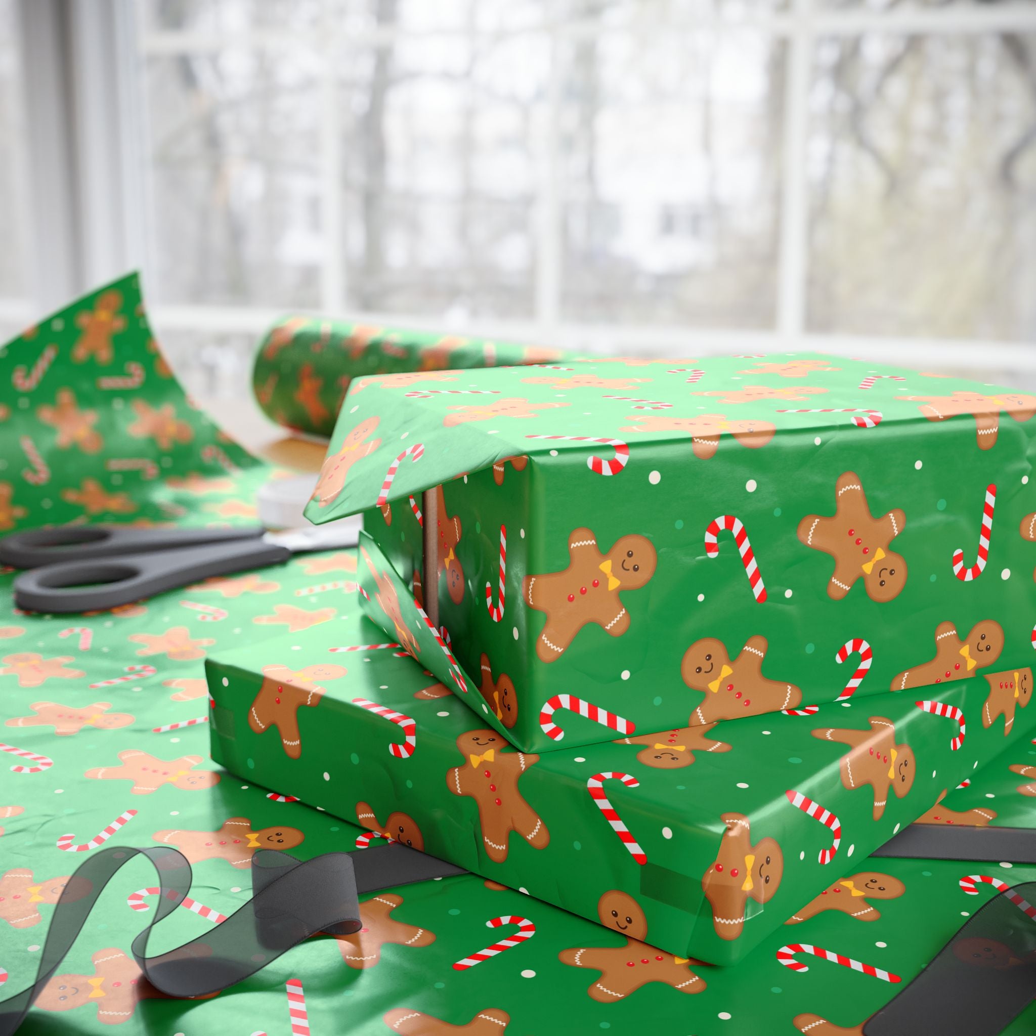 Christmas Gingerbread Canes Wrapping Papers | Holiday Gift Wrapping Paper Roll