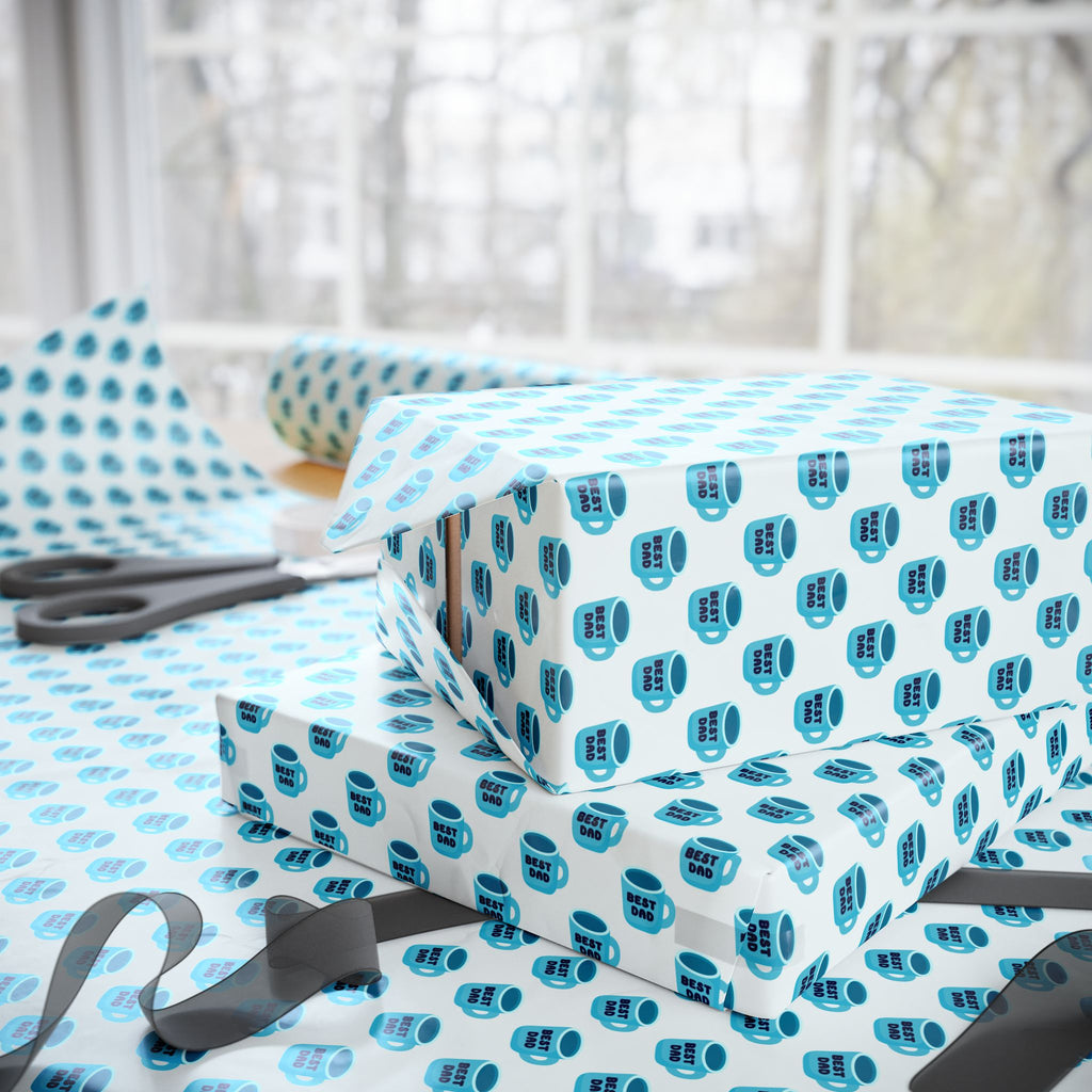 Father's Day Coffee Cups Wrapping Paper - Holiday Gift Wrapping Paper Roll