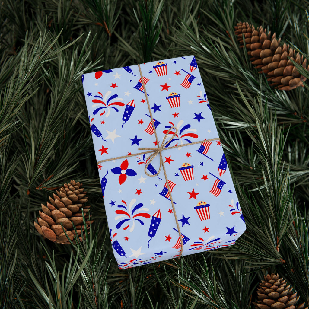 4th of July Rocket Doodles Wrapping Paper | Holiday Gift Wrapping Paper Roll