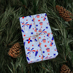 4th of July Rocket Doodles Wrapping Paper | Holiday Gift Wrapping Paper Roll