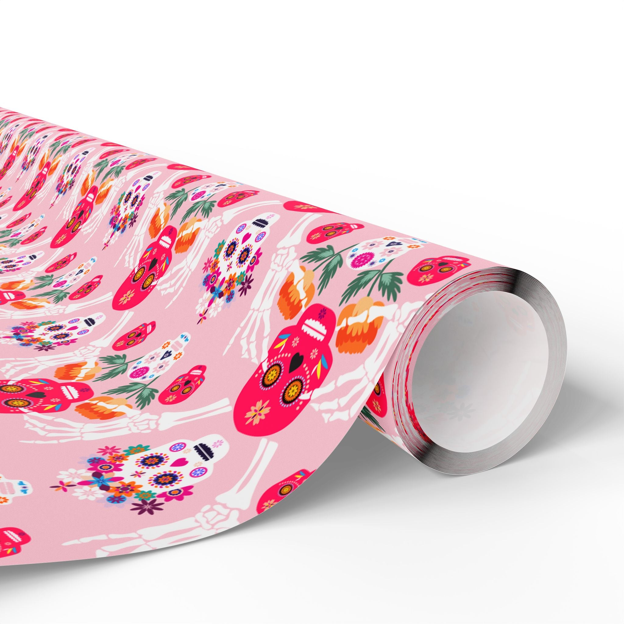 Day of the Dead Pink Celebration Wrapping Paper | Holiday Gift Wrapping Paper Roll