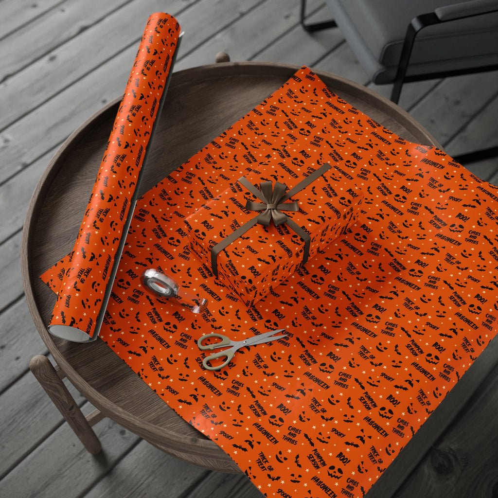 Halloween Pumpkin Season Wrapping Paper | Holiday Gift Wrapping Paper Roll