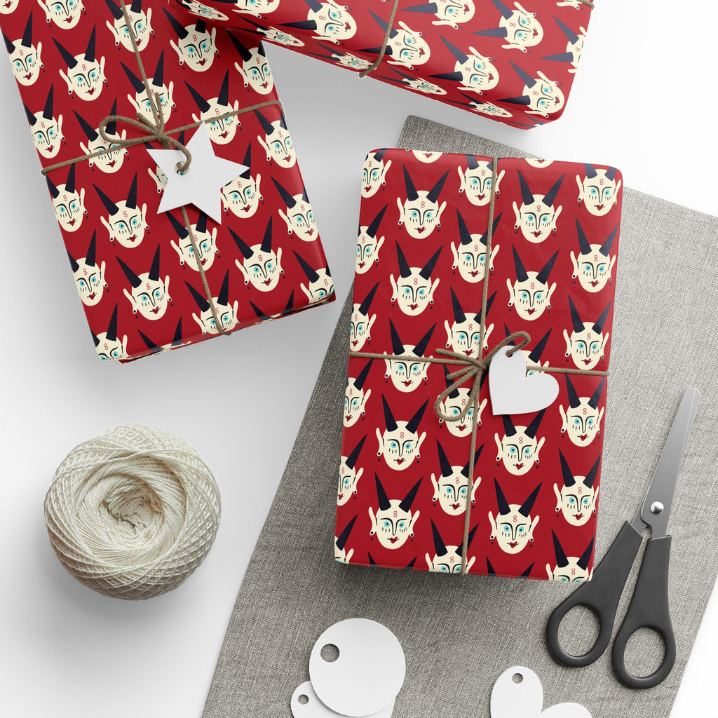 Halloween Creepy Demon Heads Wrapping Paper | Holiday Gift Wrapping Paper Roll