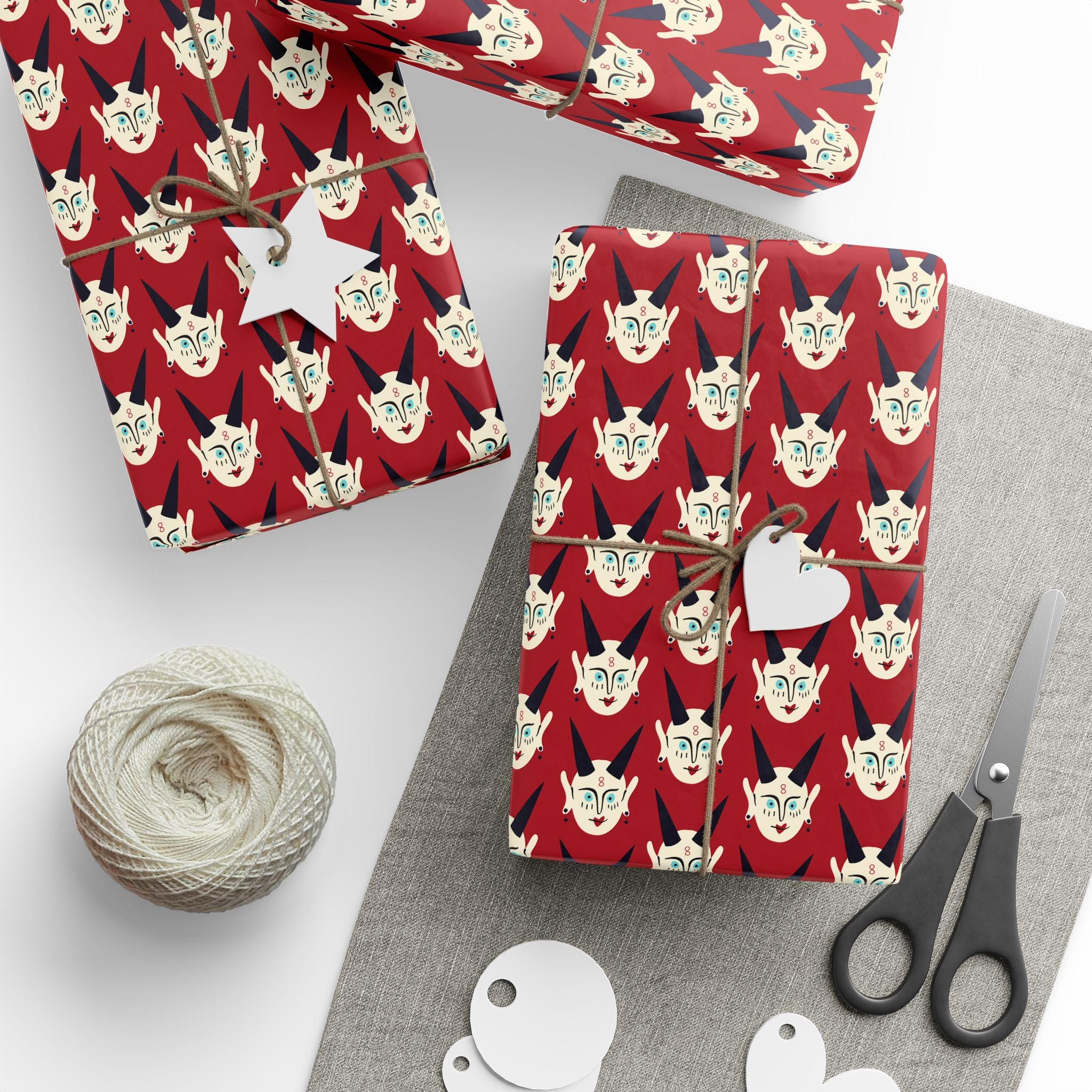 Halloween Creepy Demon Heads Wrapping Paper | Holiday Gift Wrapping Paper Roll