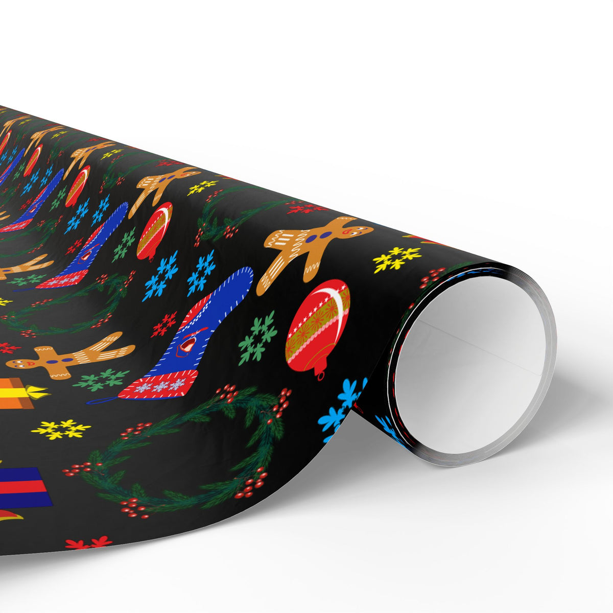 Christmas Blue Stockings Wrapping Paper | Holiday Gift Wrapping Paper