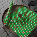 Christmas Dots on Green Wrapping Paper | Holiday Gift Wrapping Paper Roll
