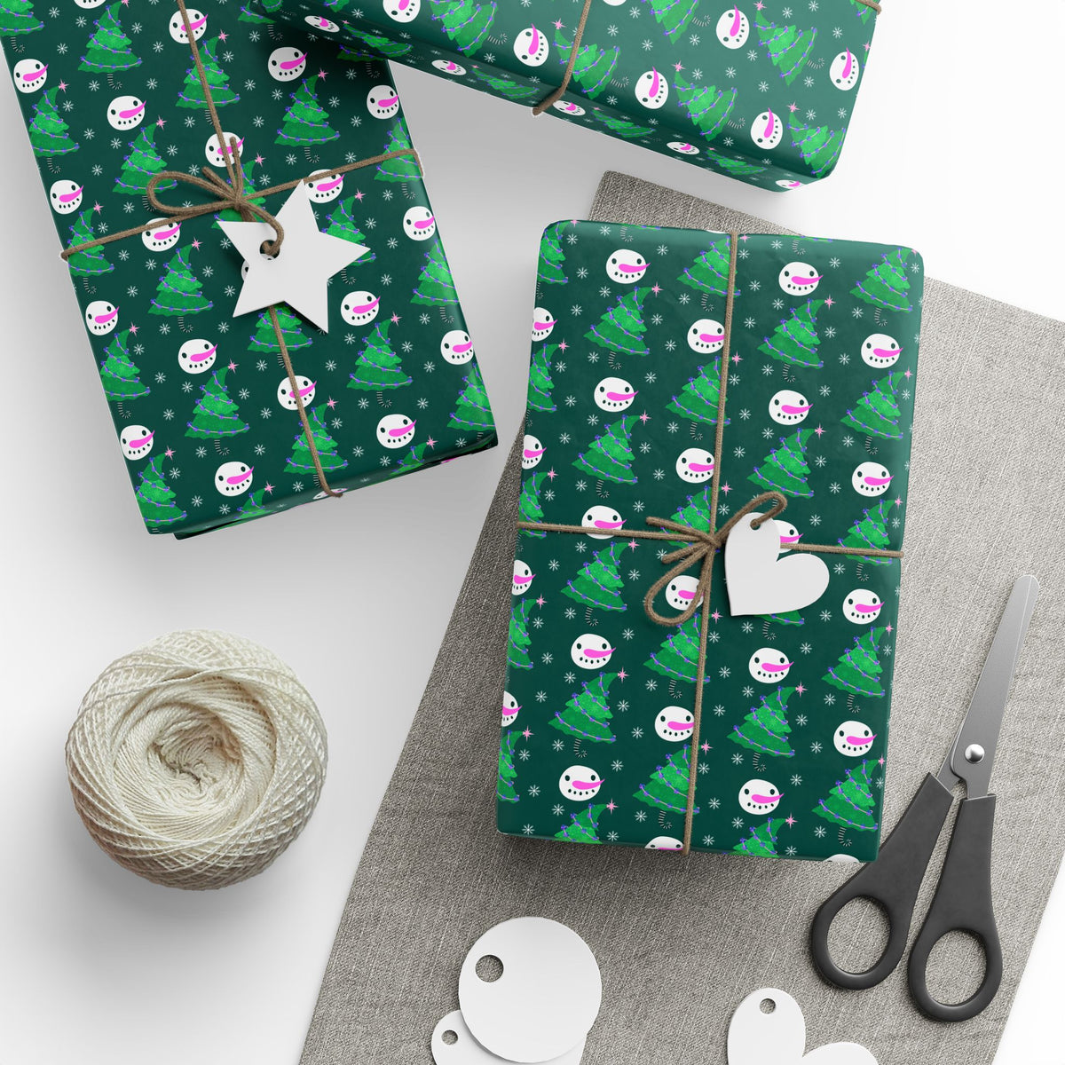 Christmas Carrot Nosed Snowman Wrapping Paper | Holiday Gift Wrapping Paper Roll