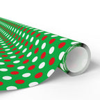 Christmas Dots on Green Wrapping Paper | Holiday Gift Wrapping Paper Roll