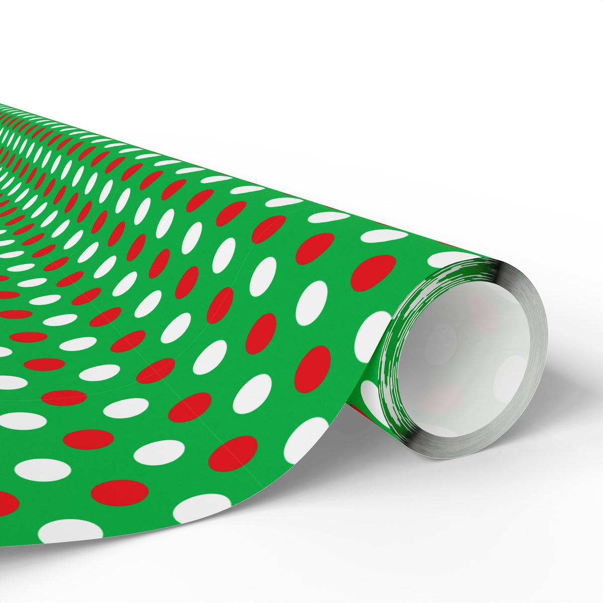 Christmas Dots on Green Wrapping Paper | Holiday Gift Wrapping Paper Roll