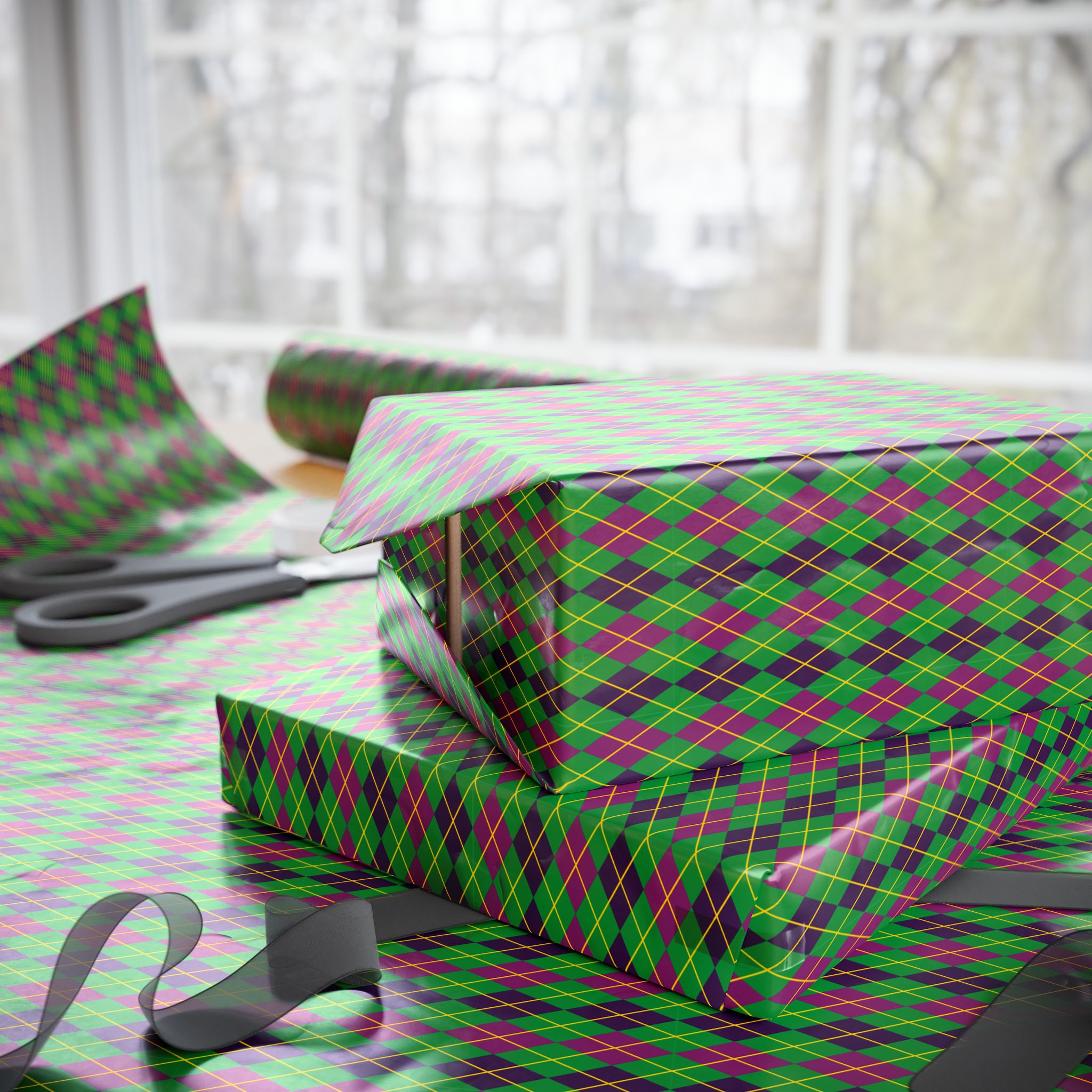 Argyle Design 002 Wrapping Paper - Holiday Gift Wrapping Paper Roll