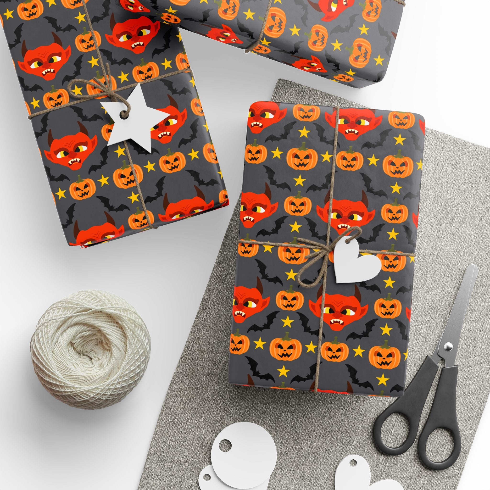 Halloween Pumpkin Devil Wrapping Paper | Holiday Gift Wrapping Paper Roll