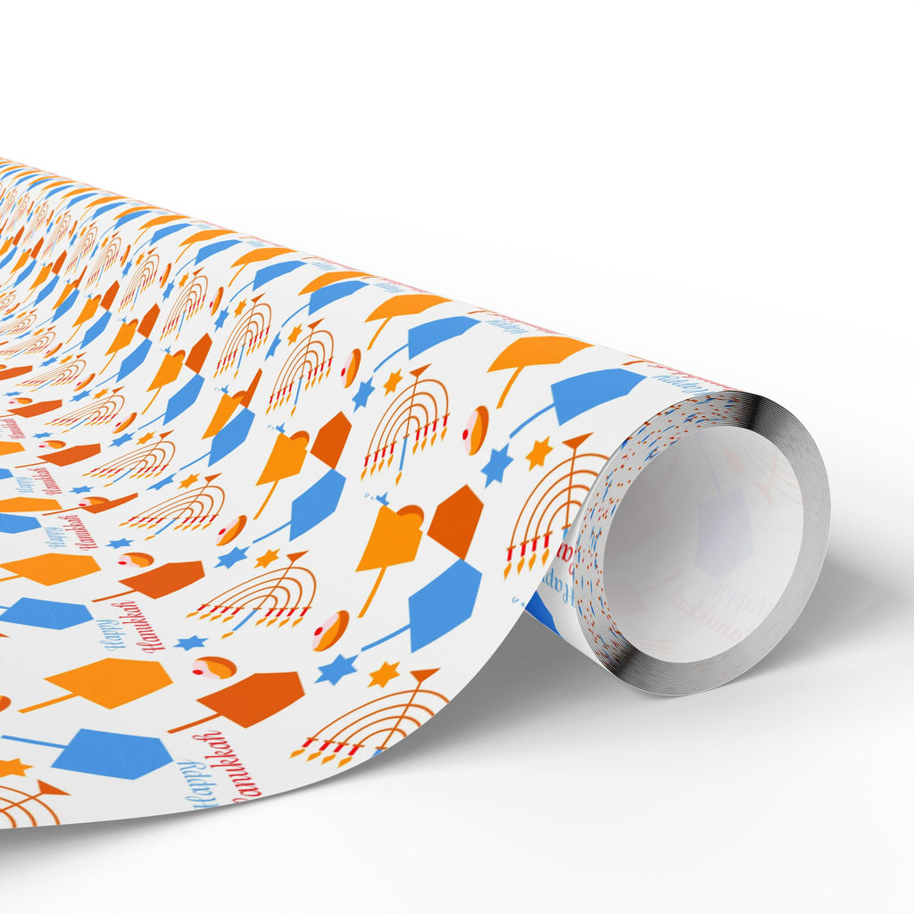 Hanukkah Happy Symbols Wrapping Paper | Holiday Gift Wrapping Paper Roll