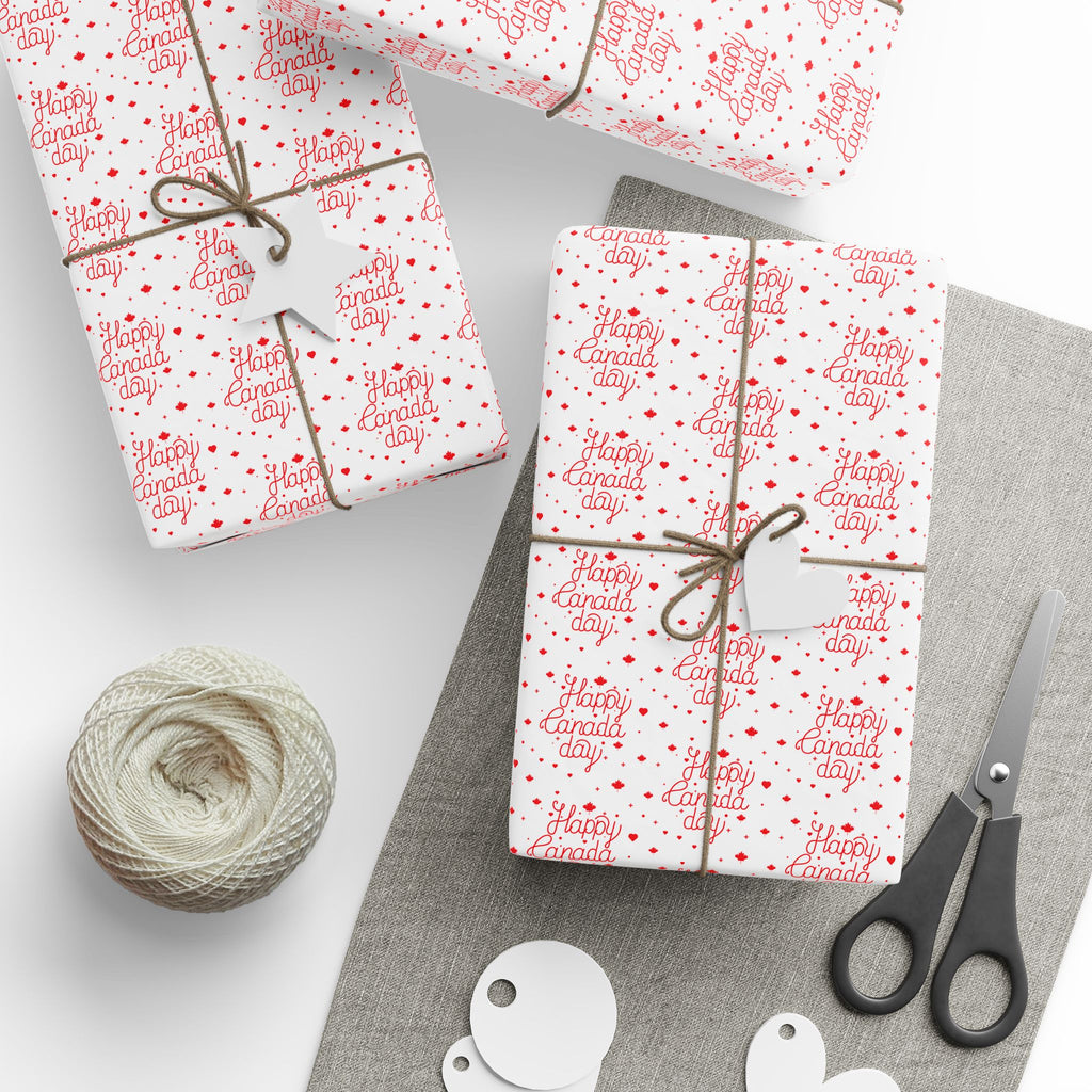 Canada Day Happy Cursive Wrapping Paper - Holiday Gift Wrapping Paper Roll