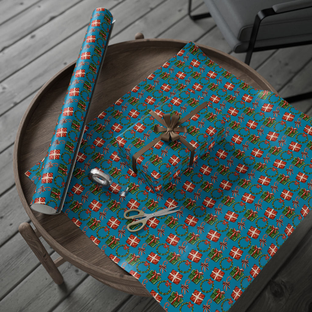 Christmas Watercolor Gifts Wrapping Paper | Holiday Gift Wrapping Paper Roll