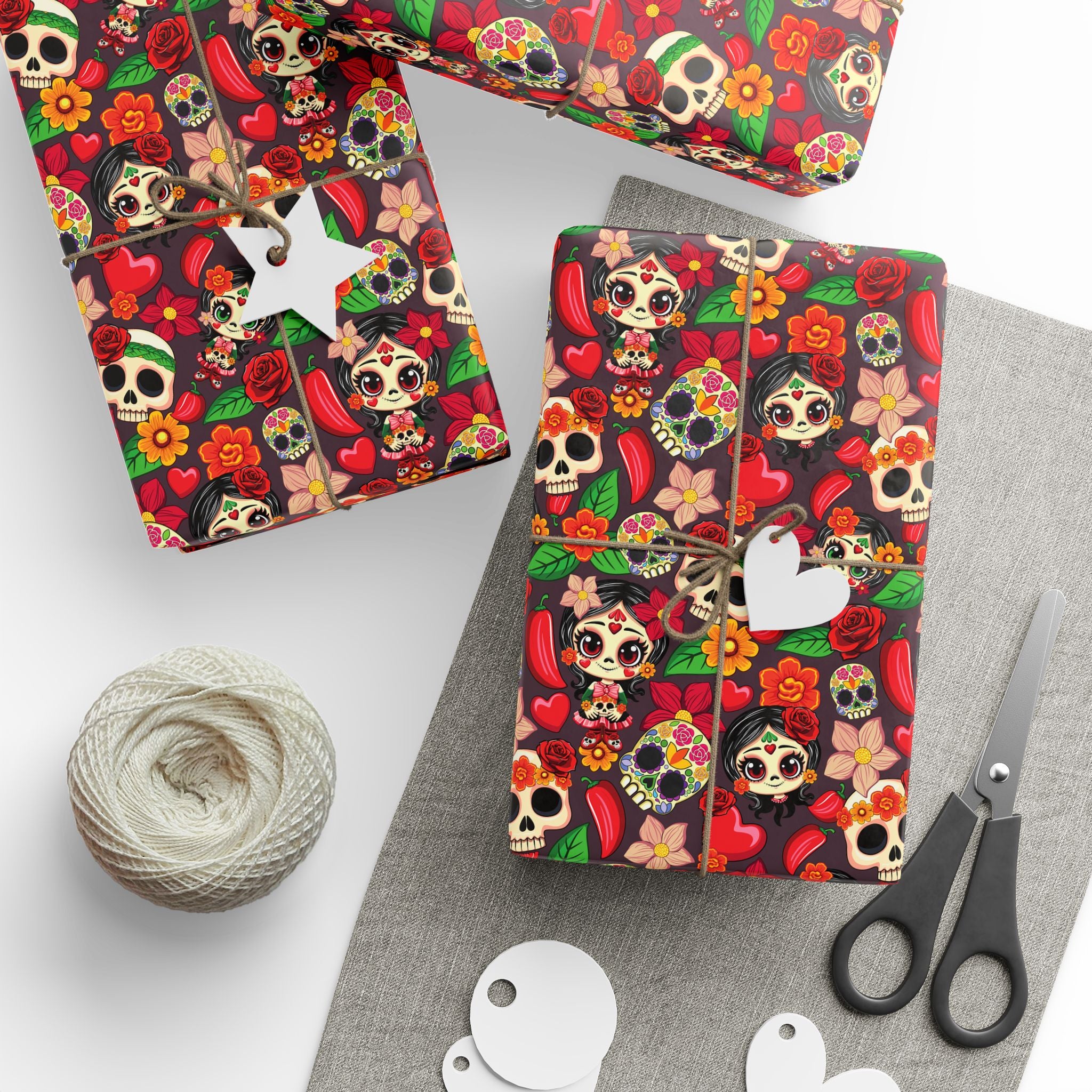 Day of the Dead Cartoon Calavera Wrapping Paper | Holiday Gift Wrapping Paper Roll
