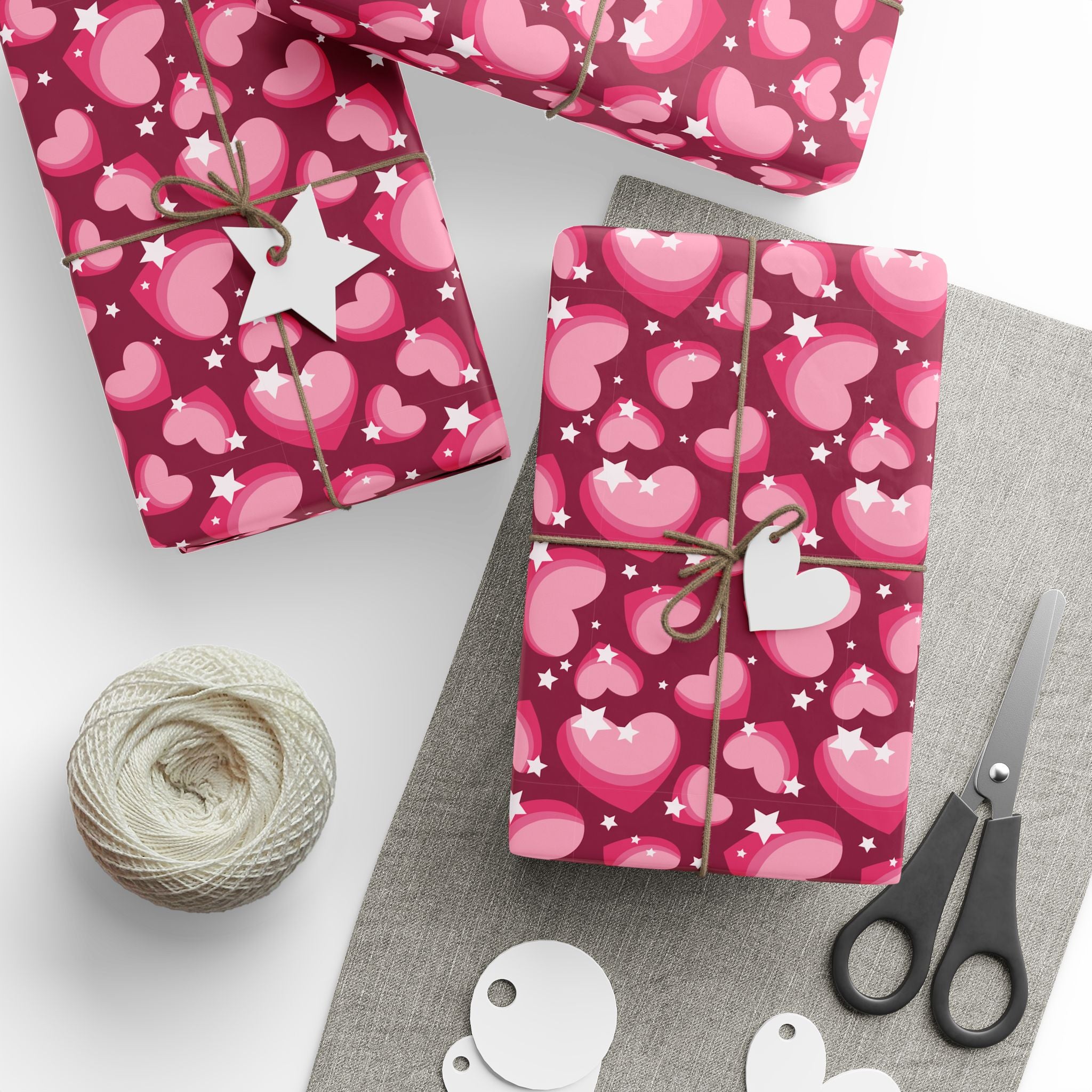 Valentine’s Day Starry Hearts Wrapping Paper | Holiday Gift Wrapping Paper Roll