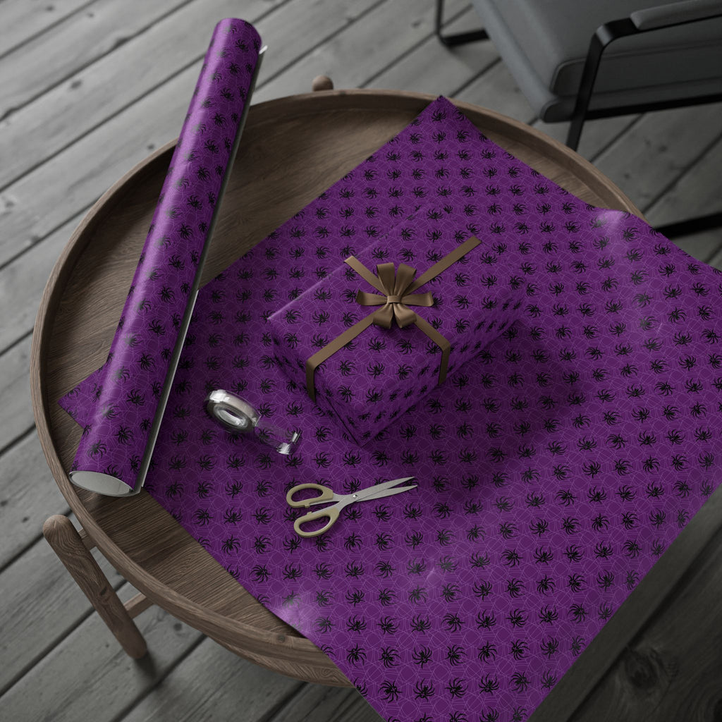 Halloween Purple Spiderwebs Wrapping Paper | Holiday Gift Wrapping Paper Roll