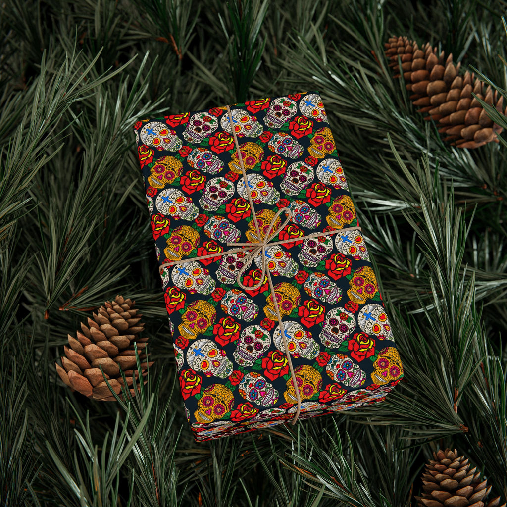 Day of the Dead Sugar Collage Wrapping Paper | Holiday Gift Wrapping Paper Roll