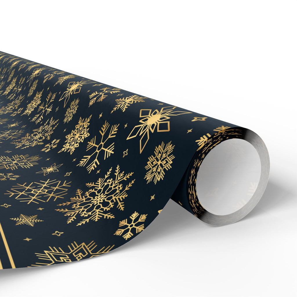 New Year's Golden Snowflakes Wrapping Paper - Holiday Gift Wrapping Paper Roll