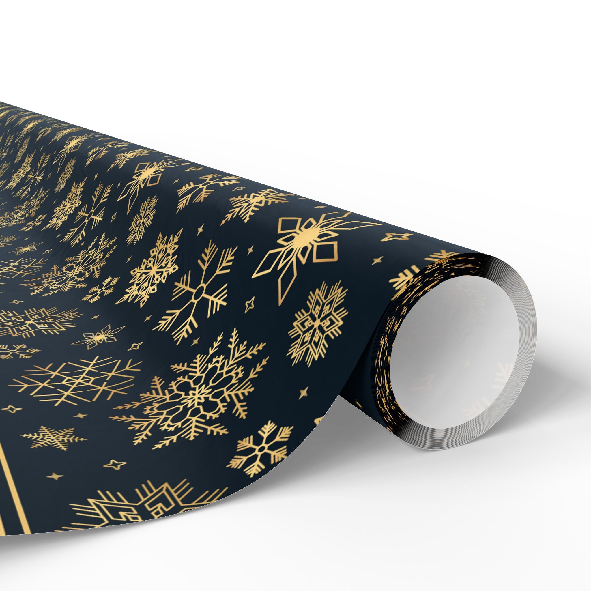 New Year's Golden Snowflakes Wrapping Paper - Holiday Gift Wrapping Paper Roll