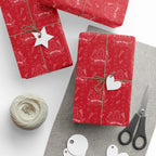 New Year's Hand Drawn Doodles on Red Wrapping Paper - Holiday Gift Wrapping Paper Roll