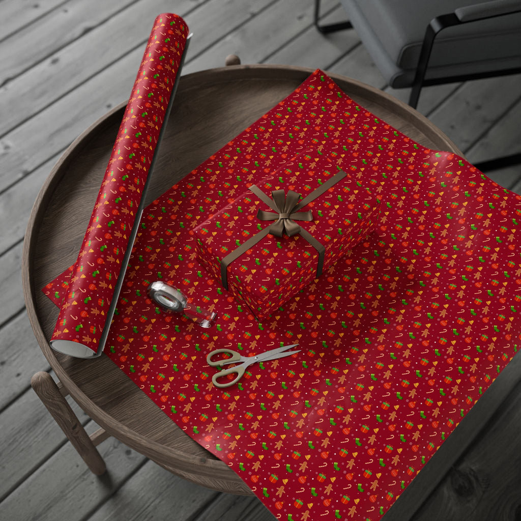 Christmas Gingerbread Ornaments Wrapping Paper | Holiday Gift Wrapping Paper Roll