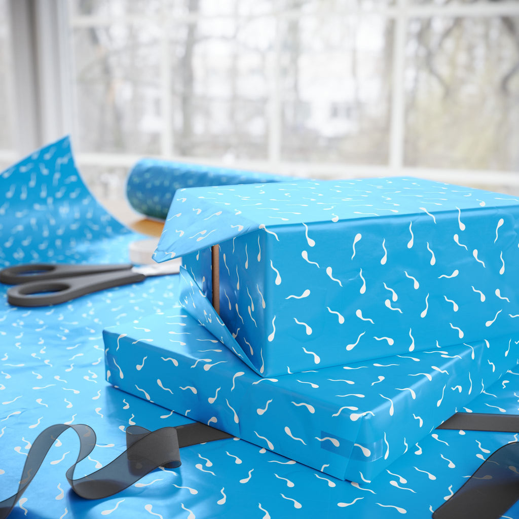 NSFW Late Night Swimmers on Sky Blue Wrapping Paper - Holiday Gift Wrapping Paper Roll