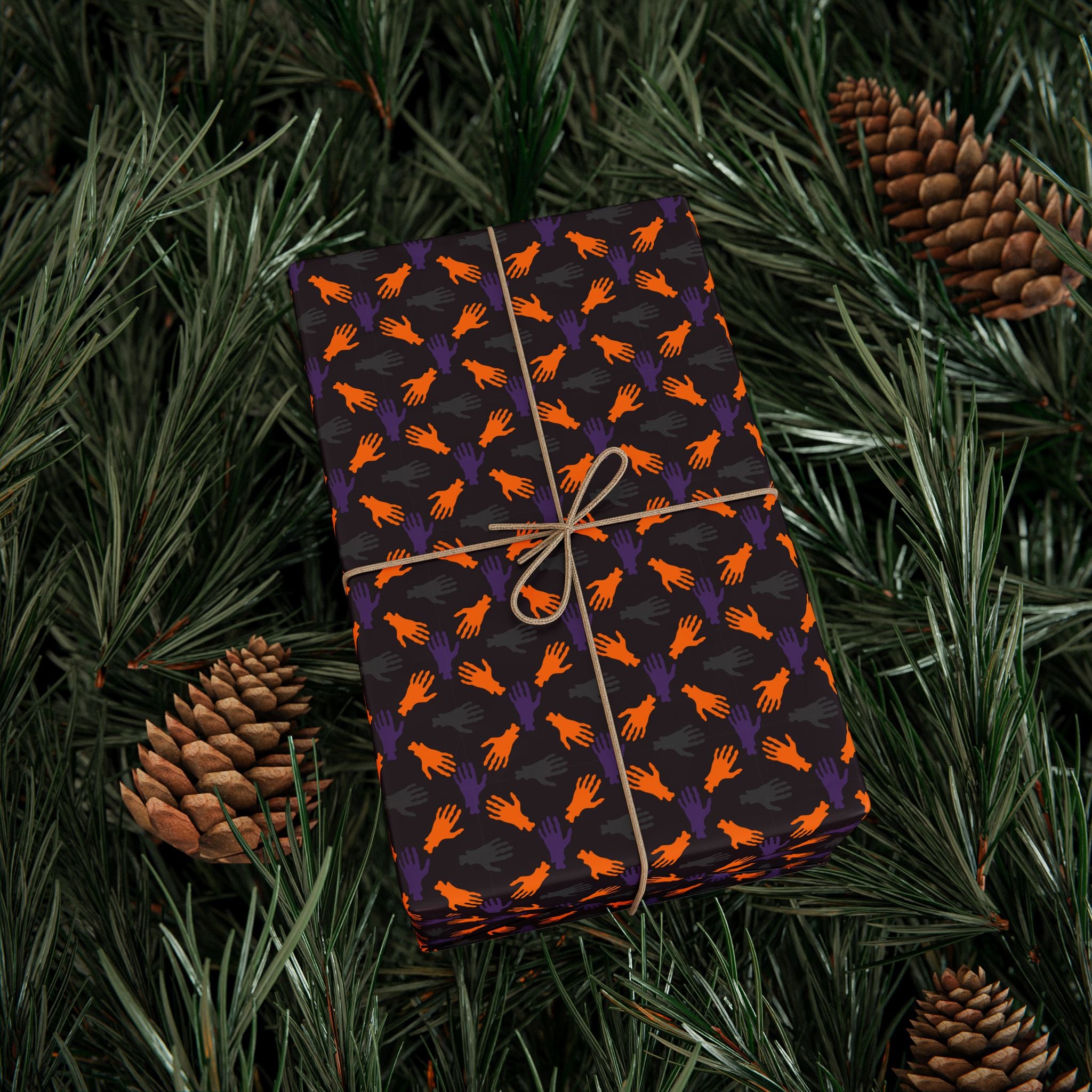 Halloween Tri-Colored Skeleton Hands Wrapping Paper | Holiday Gift Wrapping Paper Roll