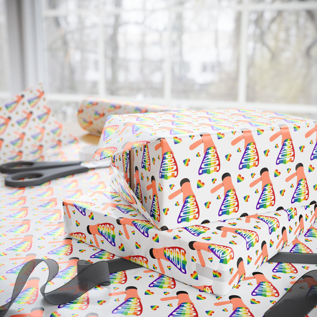 Gay Pride Bullhorn Celebration Wrapping Paper Design | Holiday Gift Wrapping Paper Roll