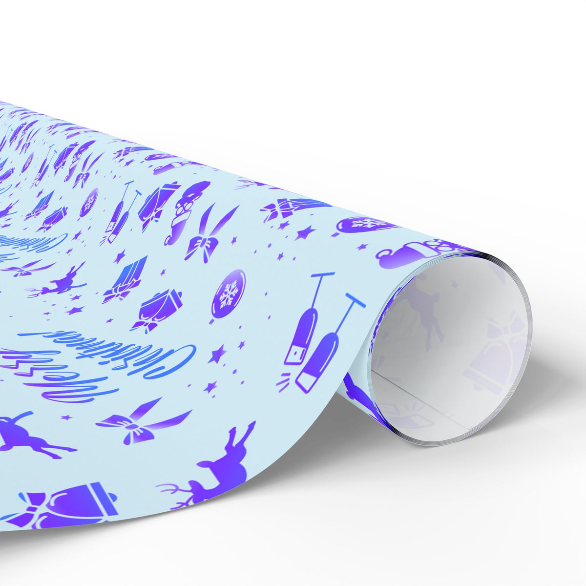 Christmas Blue on Blue Wrapping Paper | Holiday Gift Wrapping Paper