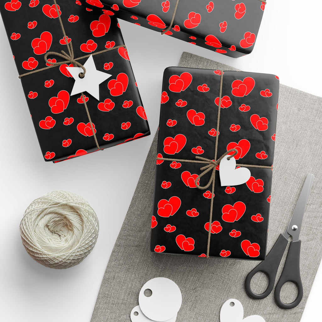 Valentine's Day Hearts Adjoined Wrapping Paper | Holiday Gift Wrapping Paper Roll