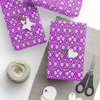 Day of the Dead Raspberry Skulls Wrapping Paper | Holiday Gift Wrapping Paper Roll
