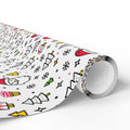 Christmas Santa Icons Wrapping Paper | Holiday Gift Wrapping Paper Roll