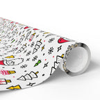 Christmas Santa Icons Wrapping Paper | Holiday Gift Wrapping Paper Roll