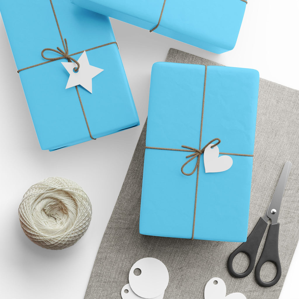 Solid Sky Blue Wrapping Paper - Holiday Gift Wrapping Paper Roll