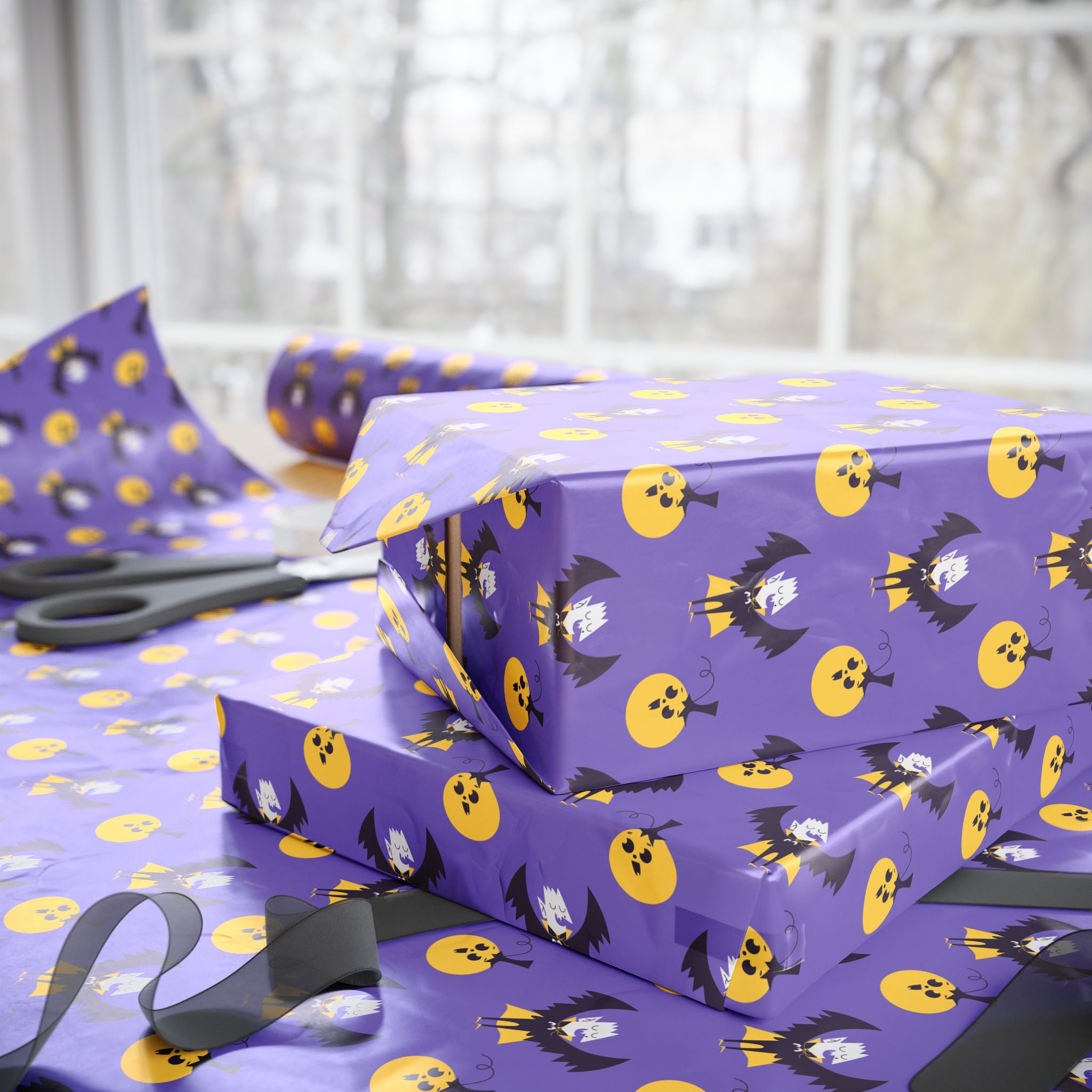 Halloween Vampire Wings Wrapping Paper | Holiday Gift Wrapping Paper Roll