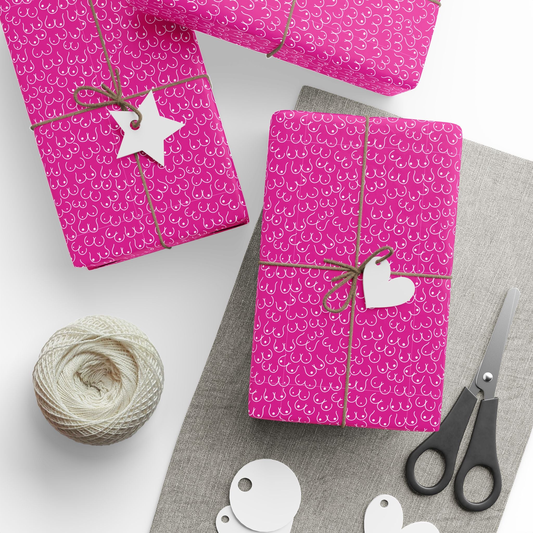 NSFW Snuggle Pups on Hot Pink Wrapping Paper - Holiday Gift Wrapping Paper Roll