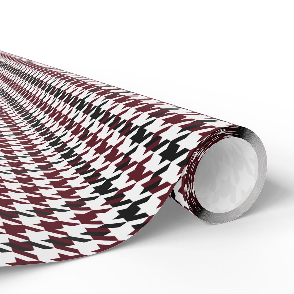 Houndstooth Wrapping Paper Design Maroon 017 - Holiday Gift Wrapping Paper Roll